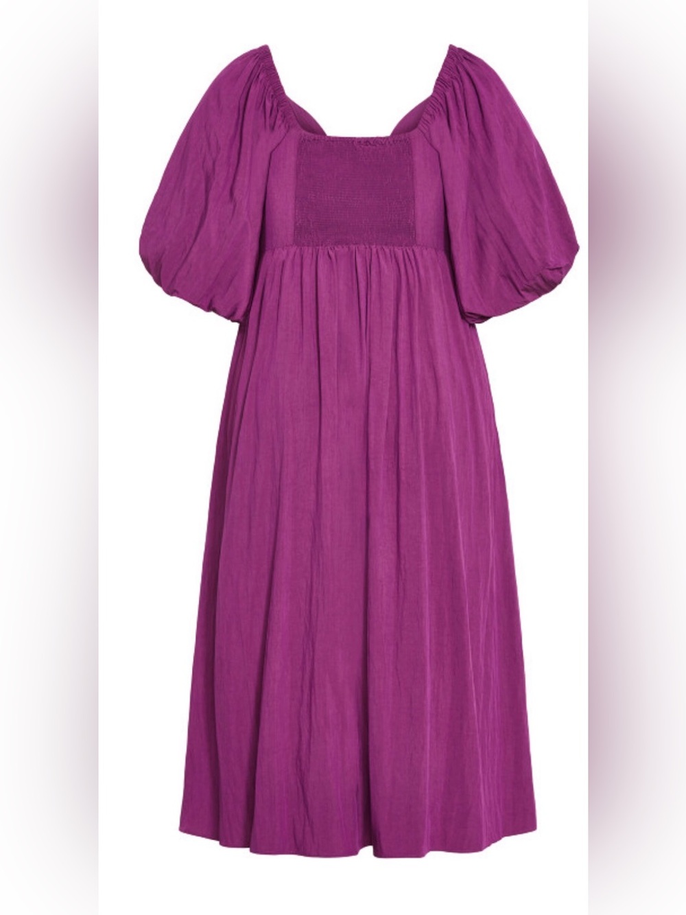 City Chic Purple Asymmetrical Midi Dress with Puff Sleeves - Picture 2 of 7